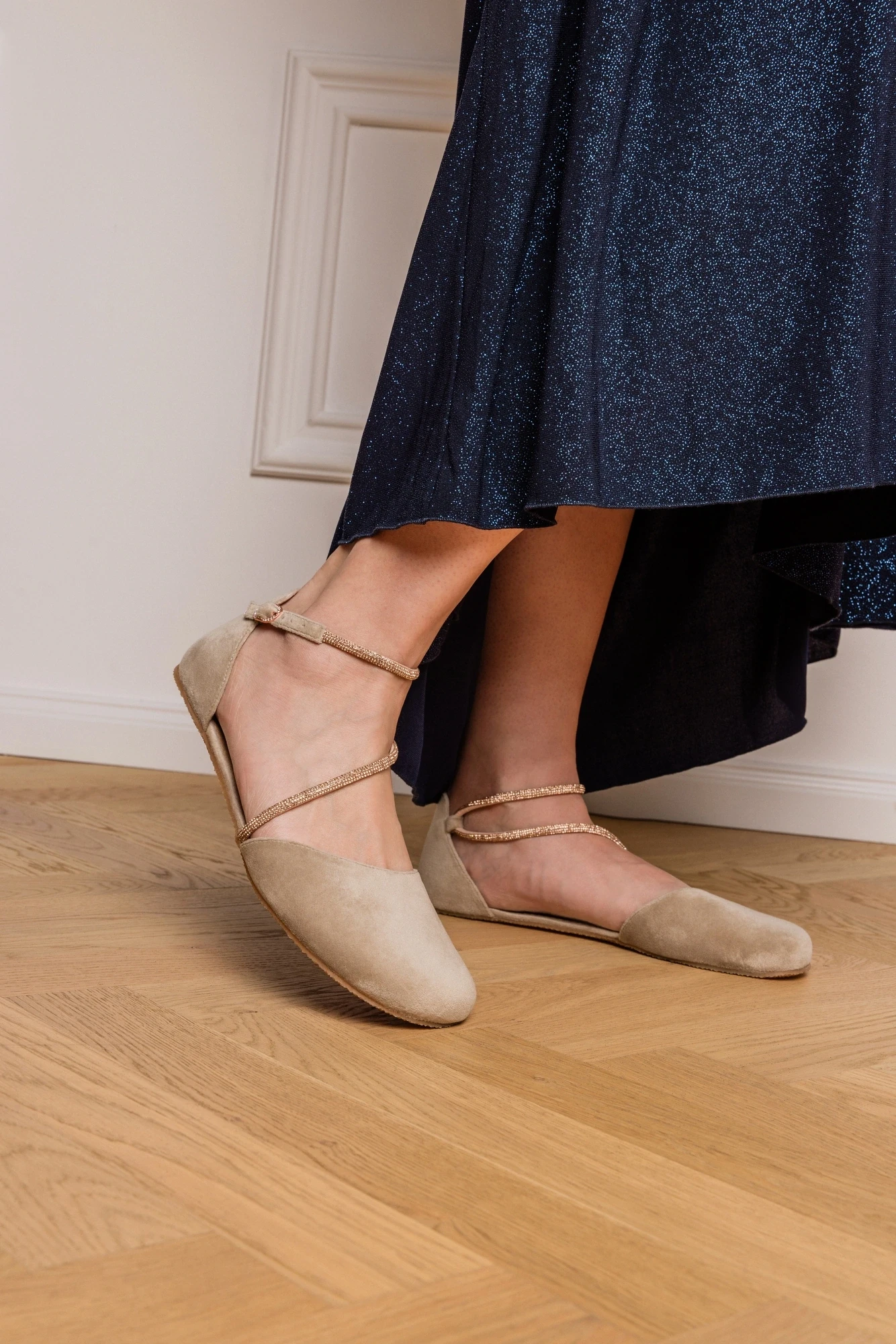 Босоногие сандалии Shapen ORCHID GLAMOUR — бежевый (бархат), фото 12